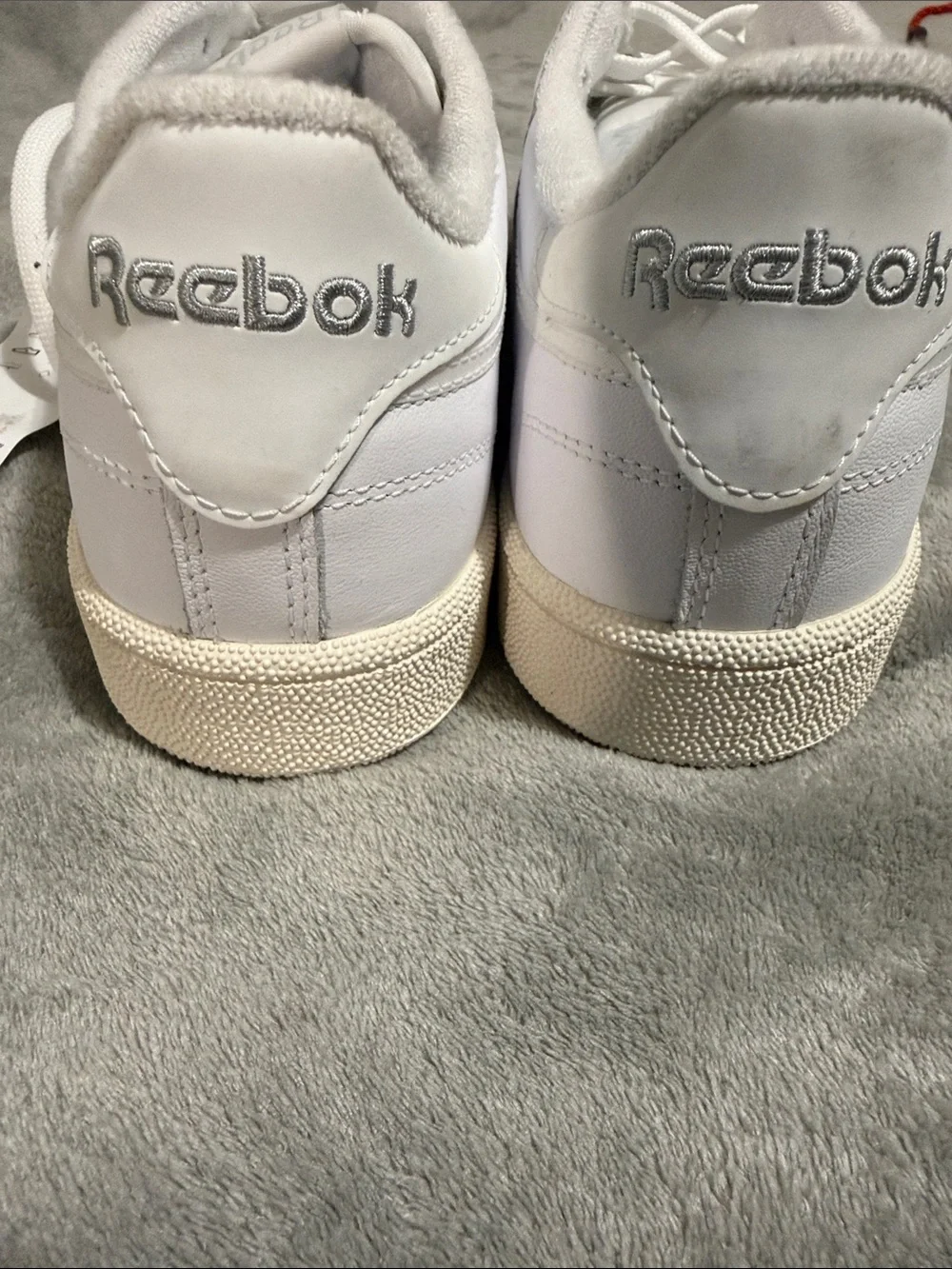 Reebok White Low-Top Leather Sneakers with Off-White Sole